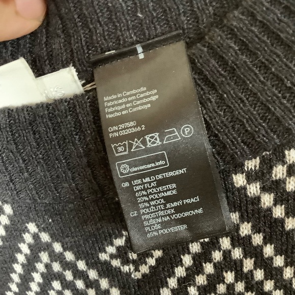 H&M Western Sweater Poncho Womens XS/S Oversized Gray Tunic Pullover Wool Blend - Picture 7 of 7